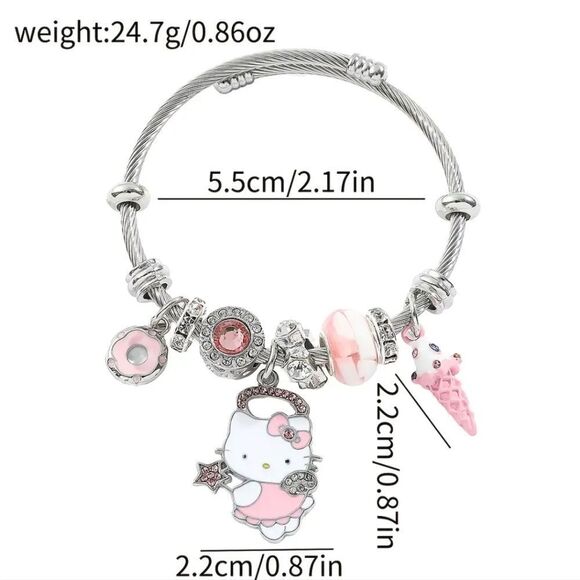 Silver & Pink Hello Kitty Necklace & Bracelet Set - Picture 5 of 7